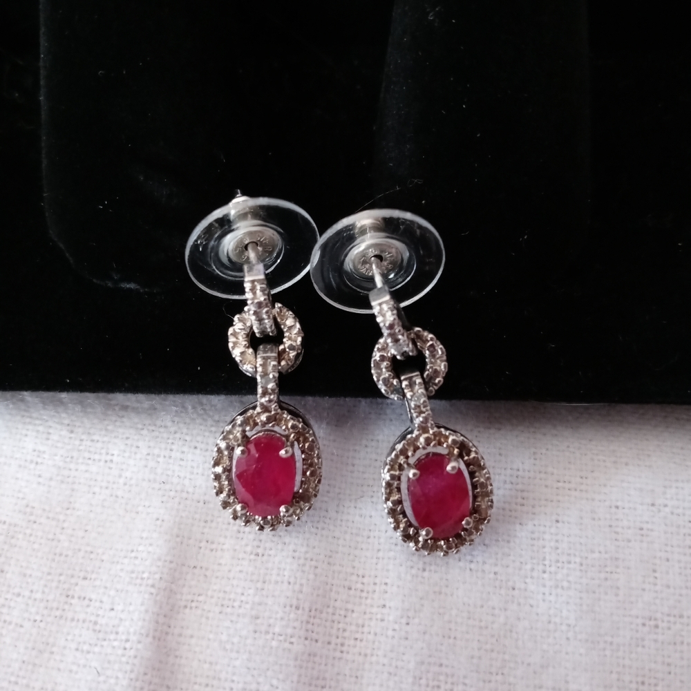 Ruby Dangle Earrings - image 1